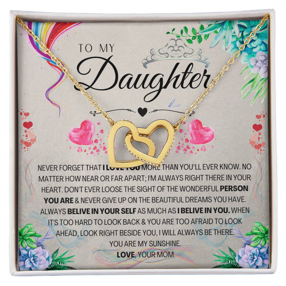 To My Daughter Interlocking Hearts Necklace