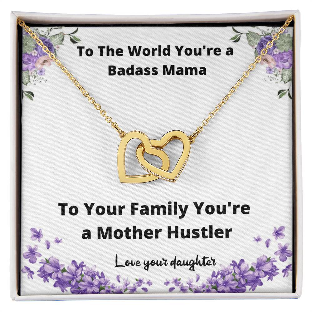 Necklace From Daughter Badass Mama Gift For Mother Gift Idea Best Mom Ever Interlocking Hearts Necklace