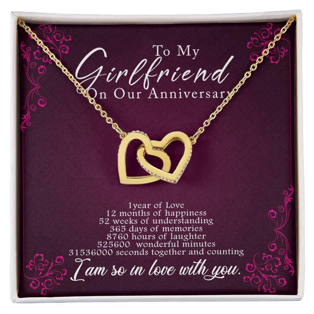 1 Anniversary Girlfriend Interlocking Hearts Necklace