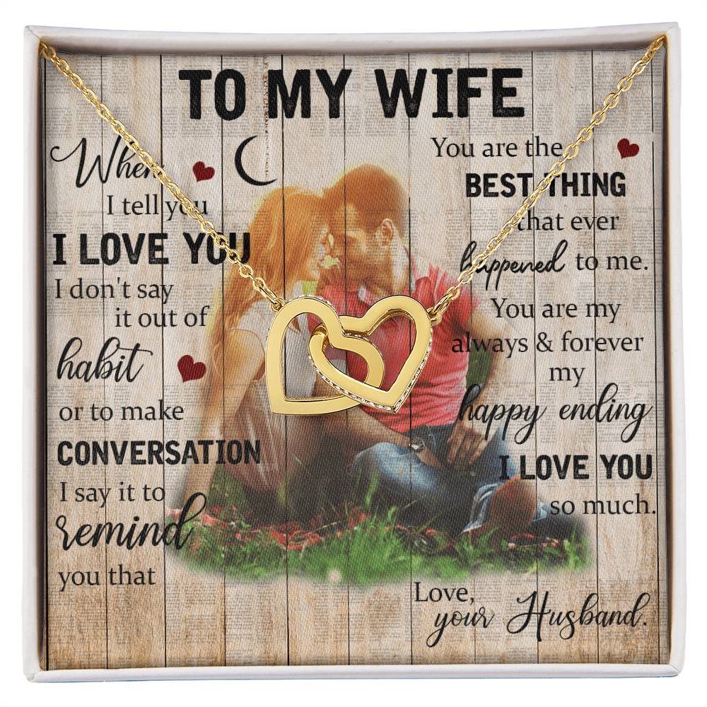 Wife Birthday Necklace Husband To Wife Necklace Necklace Present For Wife Jewelry For My Wife Interlocking Hearts Necklace