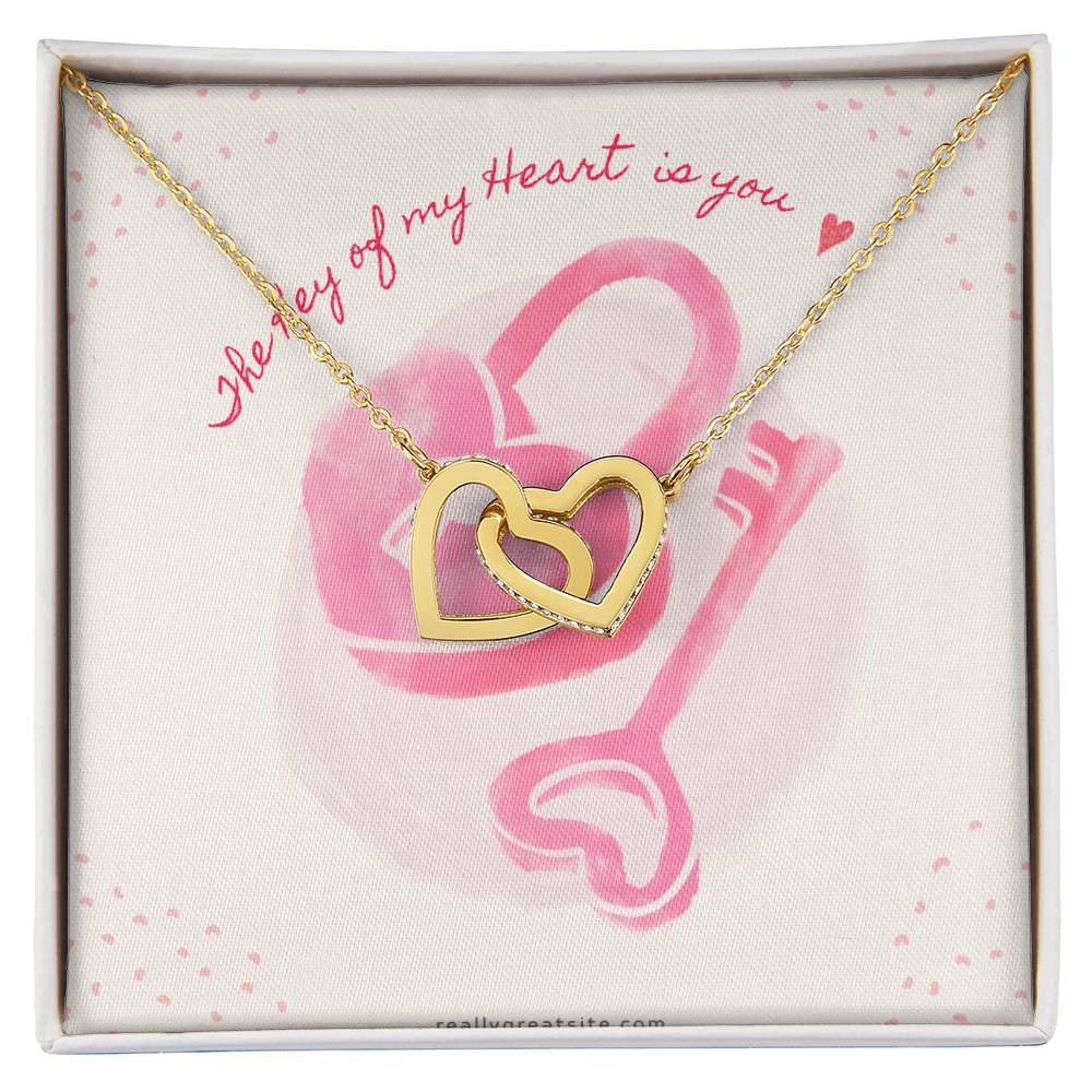 The Key Of My Heart Is Yours Interlocking Hearts Necklace