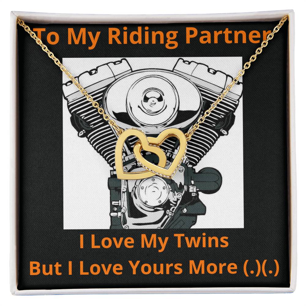 To My Riding Partner I Love My Twins Limited Edition Interlocking Hearts Necklace