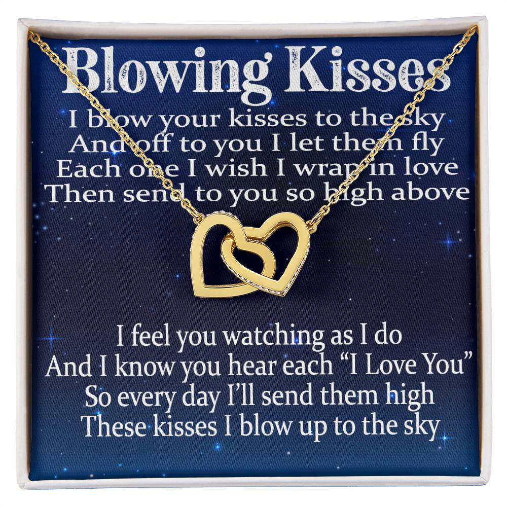 Blowing Kisses Remembrance Necklace Gift Interlocking Hearts Necklace