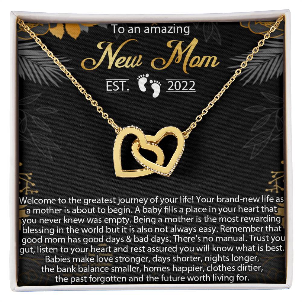 New Mom Necklace Mom Est 2022 Necklace First Time Mom Necklace Baby Shower Necklace Interlocking Hearts Necklace Gift For New Mom