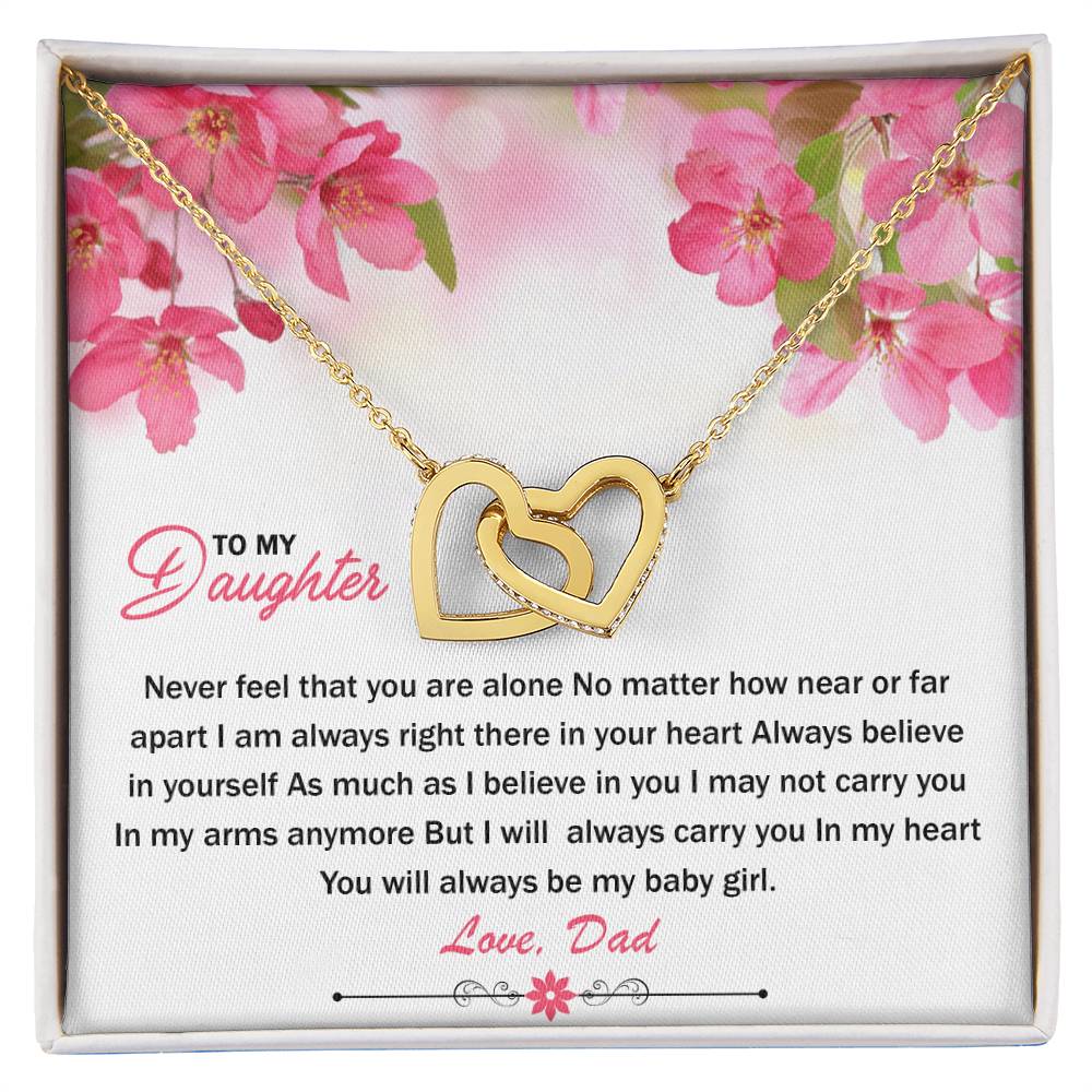 To My Daughter - I Will Always Carry You In My Heart - Necklace Interlocking Hearts Necklace