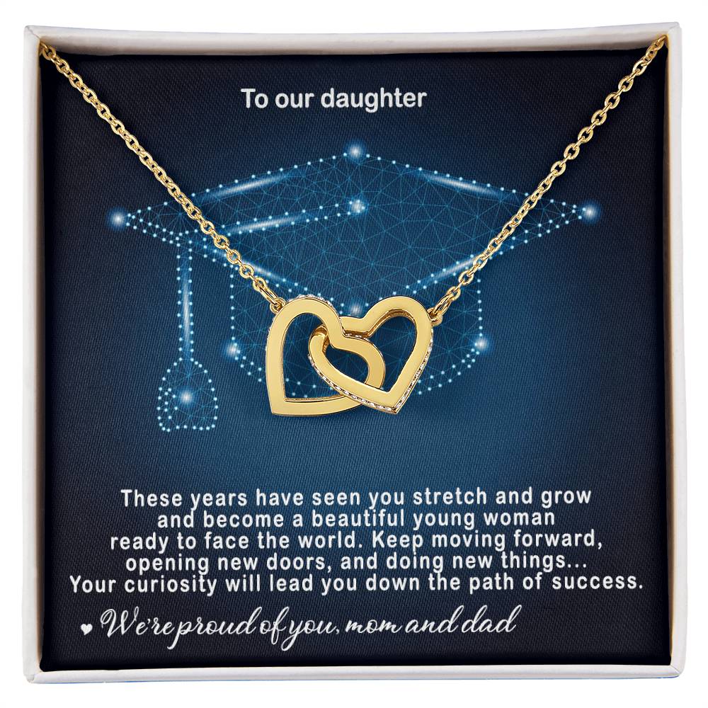 Hey Parents! Beautiful Graduation Gift - Unique Necklace Interlocking Hearts Necklace