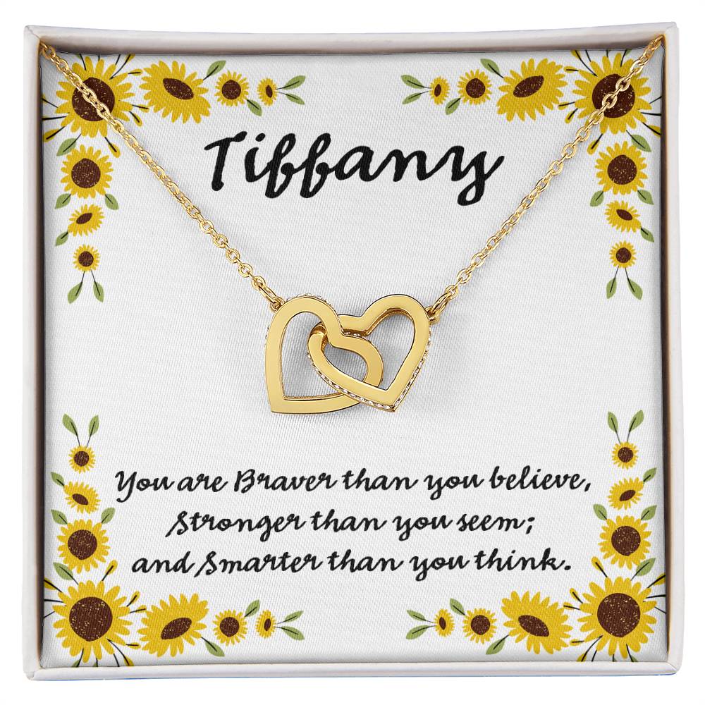 You Are Braver Than You Believe Interlocking Hearts Necklace