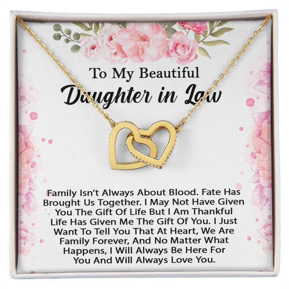 To My Beautiful Daughter In Law Hearts Necklace - Perfect Gift Interlocking Hearts Necklace