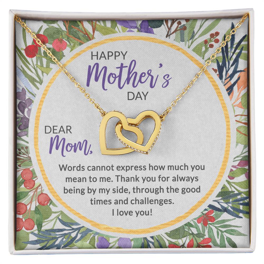 Mother'S Day Collection Interlocking Hearts Necklace - Floral Celebration !