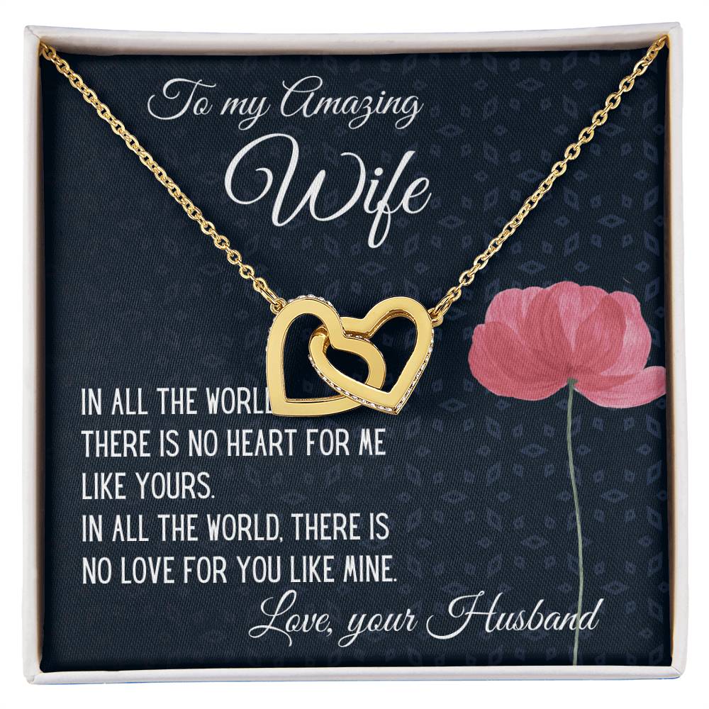 Gift For Wife There Is No Heart For Me Like Yours Interlocking Hearts Necklace B