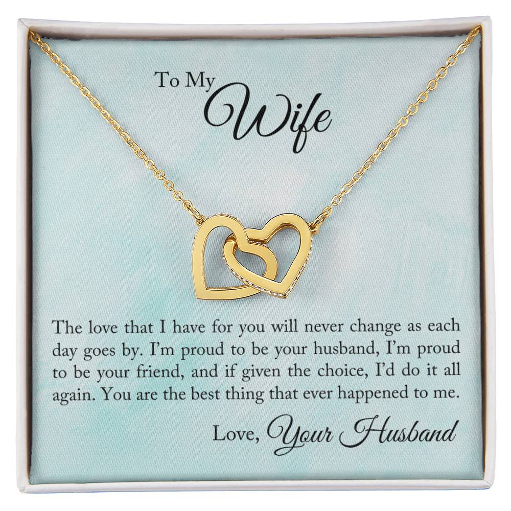 To My Wife - I'M Proud To Be Your Husband - Interlocking Heart Necklace Interlocking Hearts Necklace