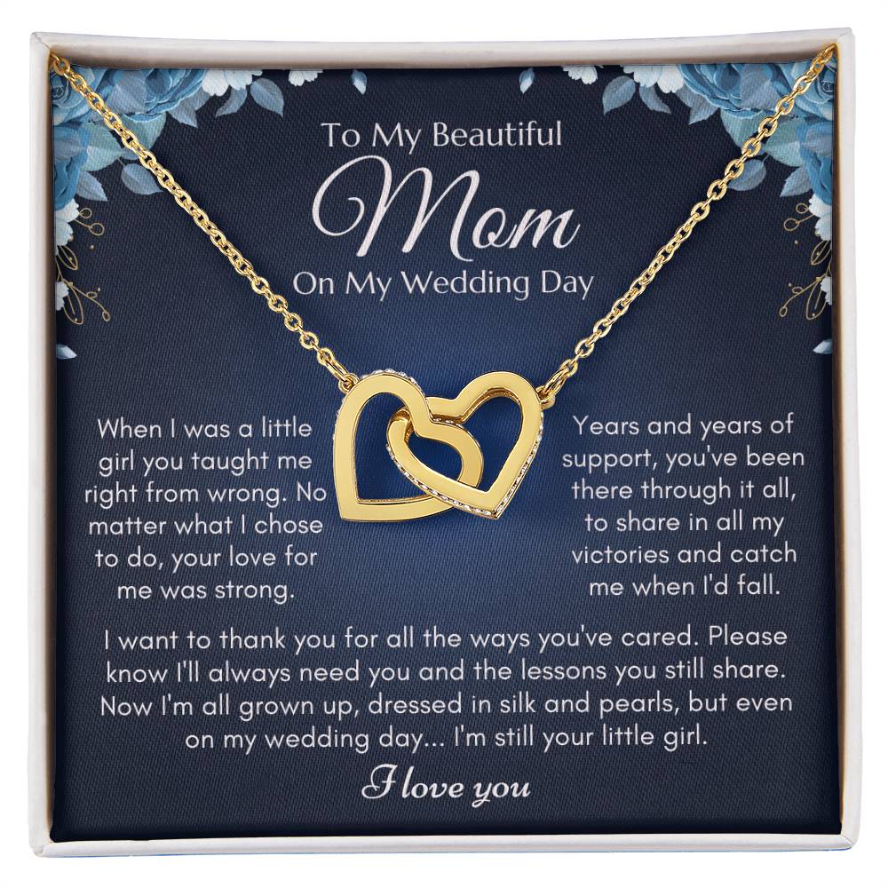 To My Mom On My Wedding Day Necklace Interlocking Hearts Necklace