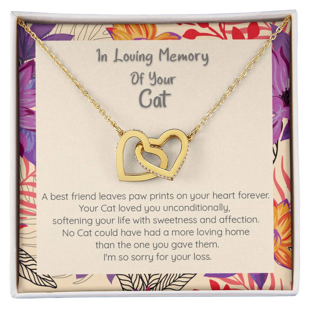 Loss Of Cat - In Loving Memory Of Your Best Friend - Connected Hearts Forever Necklace Interlocking Hearts Necklace