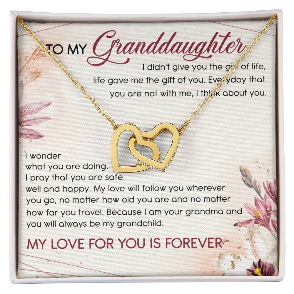 To My Granddaughter Interlocking Hearts Necklace Message Card