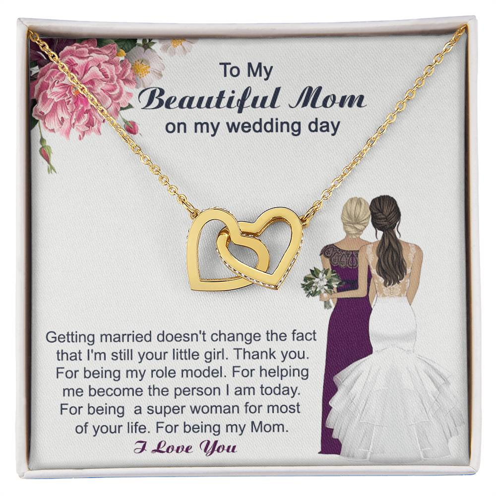 Mom Wedding Gift From Bride Mother - Necklace Interlocking Hearts Necklace
