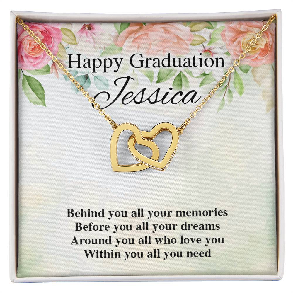 Happy Graduation Personalized Interlocking Hearts Interlocking Hearts Necklace
