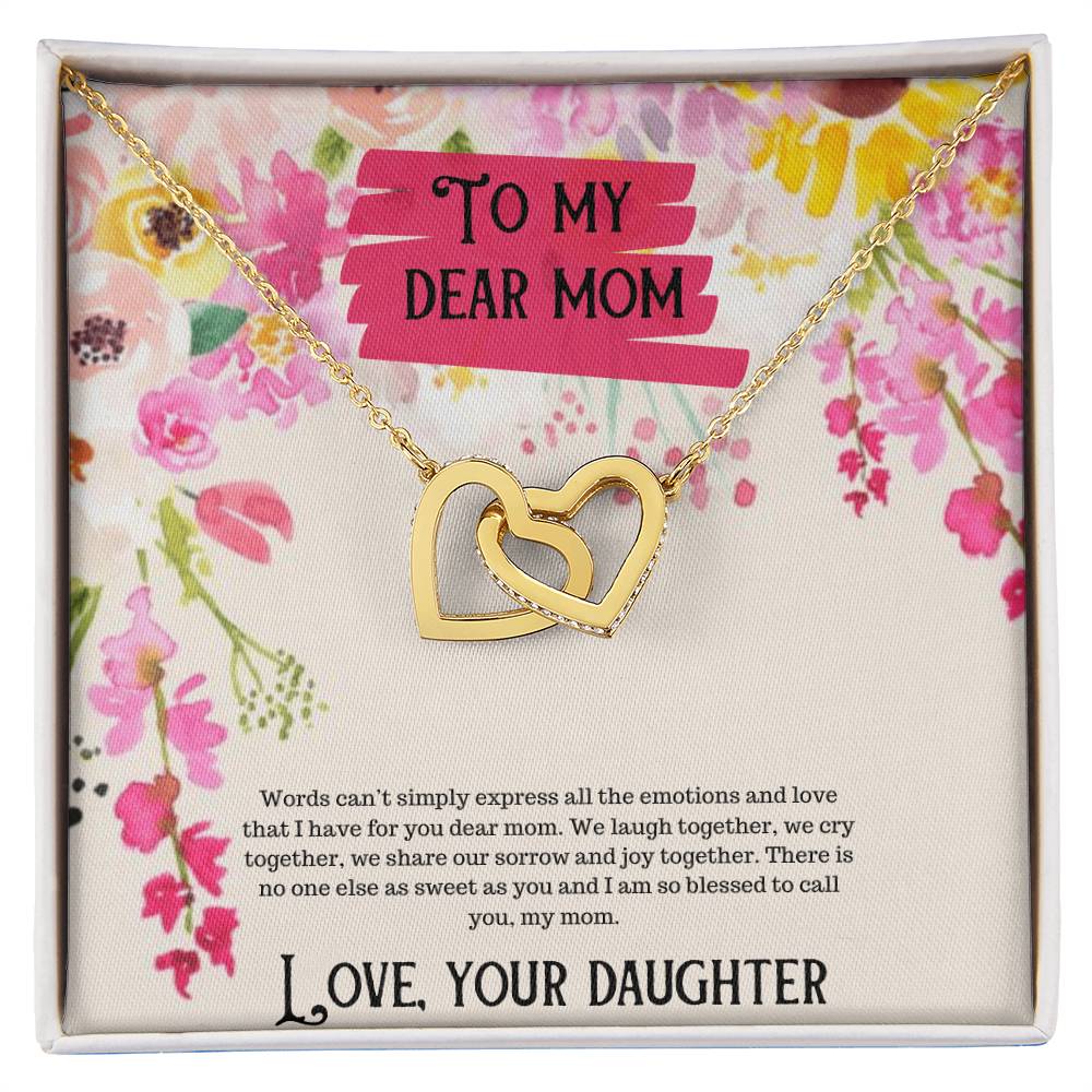 To My Dear Mom Happy Mother'S Day Interlocking Hearts Necklace
