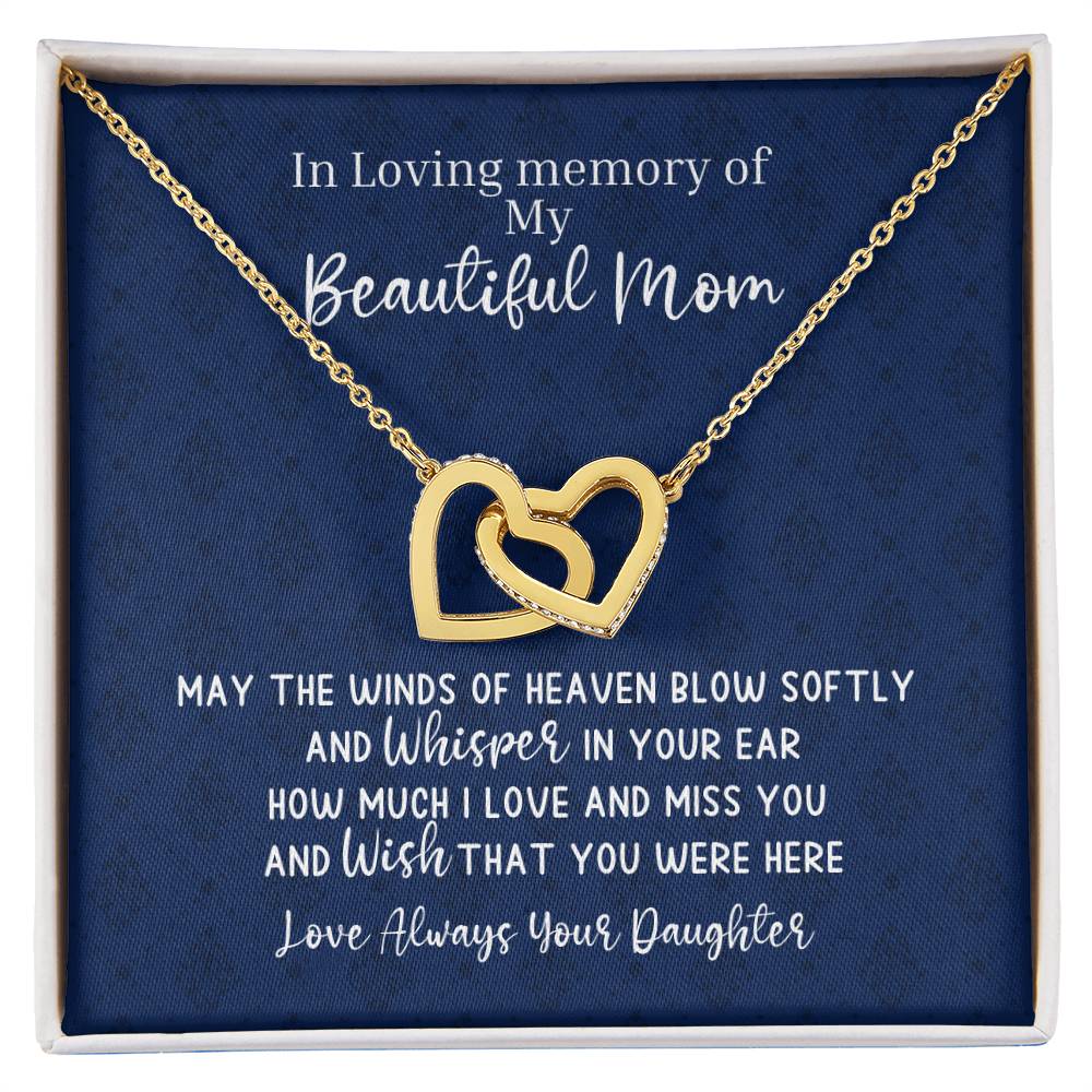 Mom Remembrance - 2 Hearts Necklace - Love Daughter Interlocking Hearts Necklace