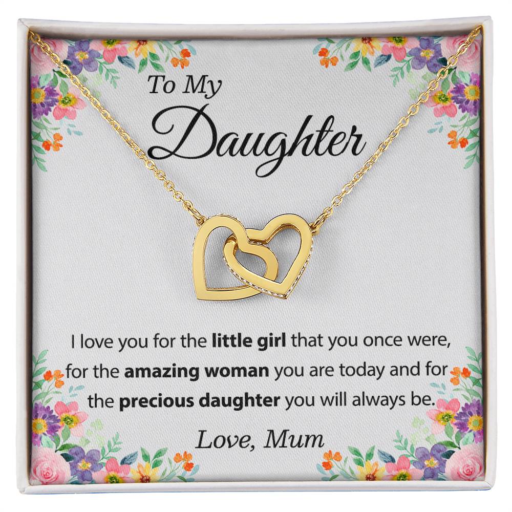 To My Daughter Necklace From Mom - Mother Daughter Necklace Set Of Interlocking Hearts Necklace