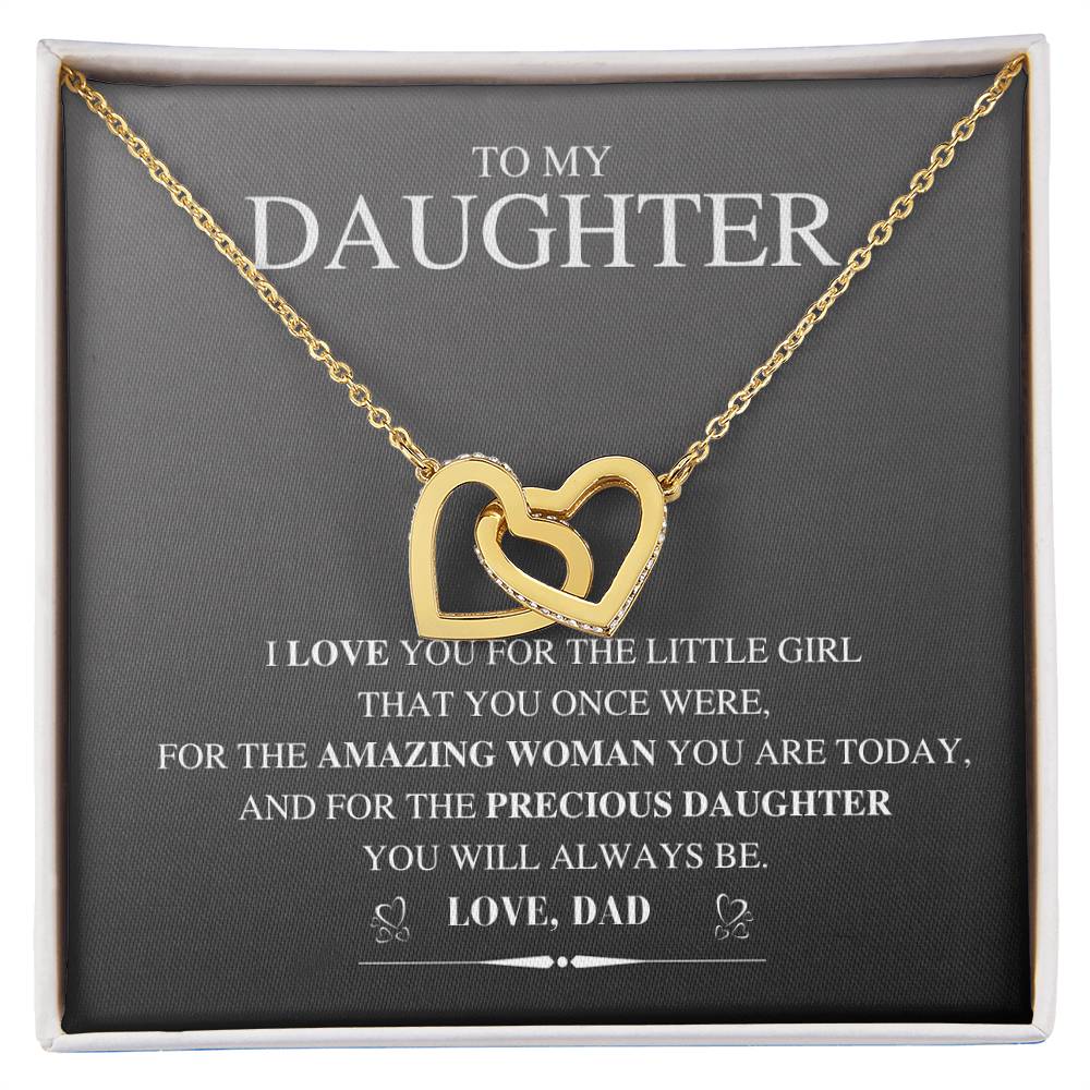 To My Daughter Necklace Gift From Dad Father Daughter Jewelry Gifts Birthday Gift For My Daughter Necklace Interlocking Hearts Necklace