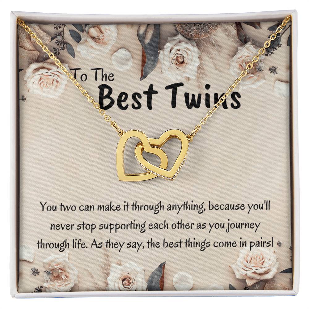 Best Twin Sister Gift Interlocking Hearts Necklace