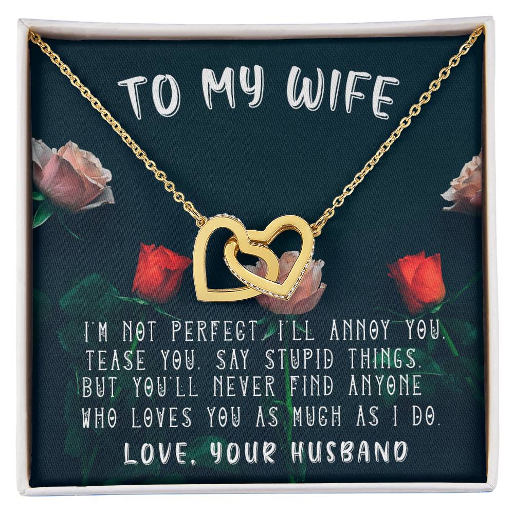 Husband To Wife - I'M Not Perfect Interlocking Hearts 3D Necklace Interlocking Hearts Necklace