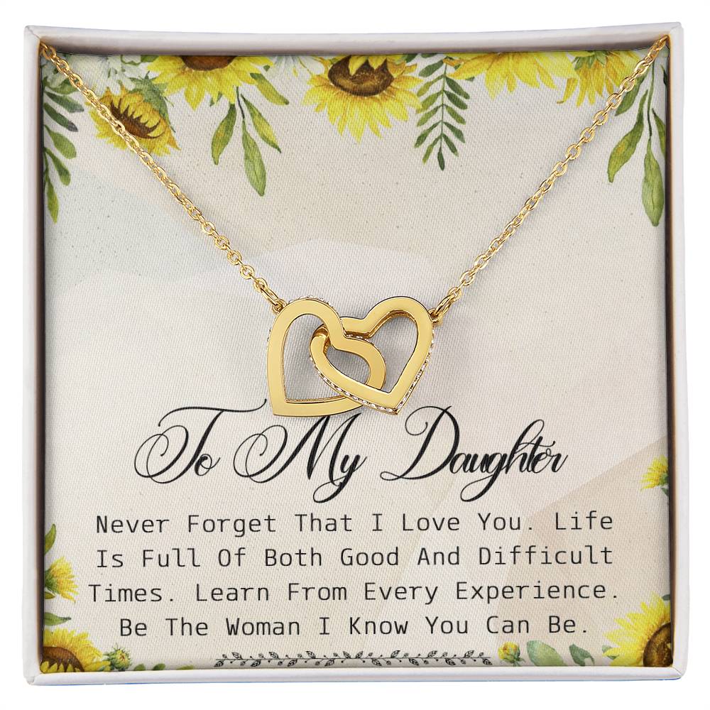 To My Daughter Interlocking Hearts Necklace Message Card