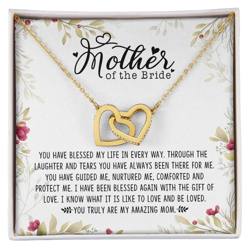 Mother Of The Bride Interlocking Hearts Necklace Message Card