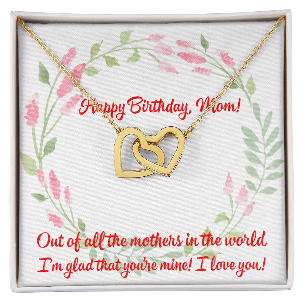 Happy Birthday Two Hearts Necklace For Mom Interlocking Hearts Necklace