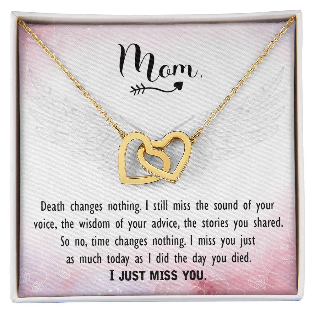 Mom - I Just Miss You - Interlocking Heart Necklace Interlocking Hearts Necklace