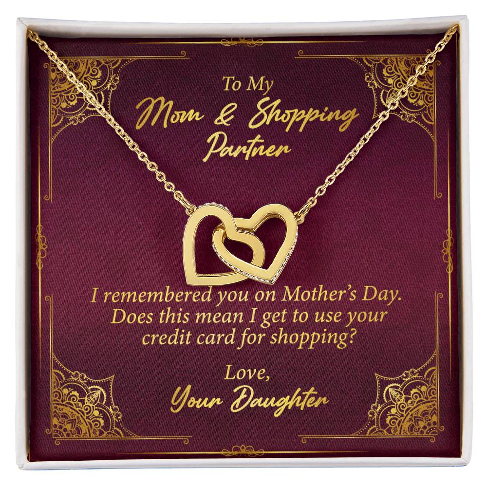 To My Mom And Shopping Partner Interlocking Hearts Necklace