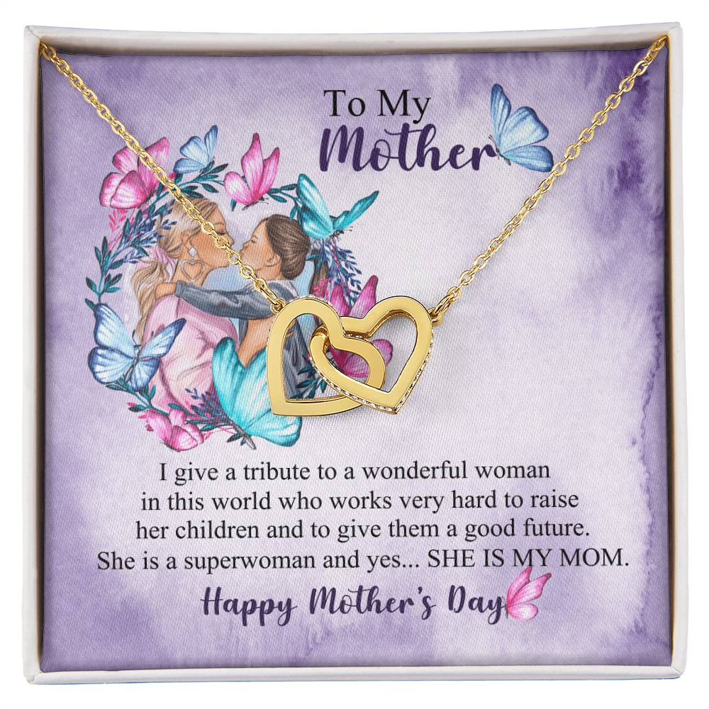 Happy Mother'S Day - Best Mom Mother'S Day Two Hearts Pendant Gift Interlocking Hearts Necklace