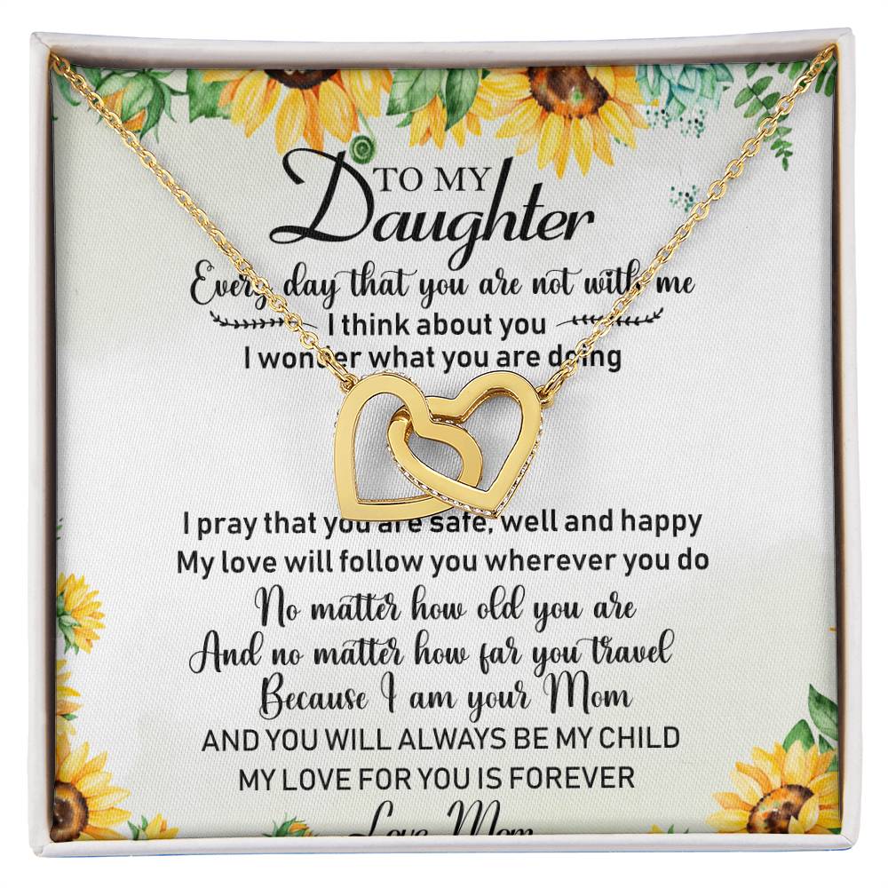 To My Daughter Interlocking Hearts Necklace Message Card