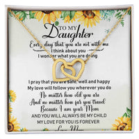 To My Daughter Interlocking Hearts Necklace Message Card
