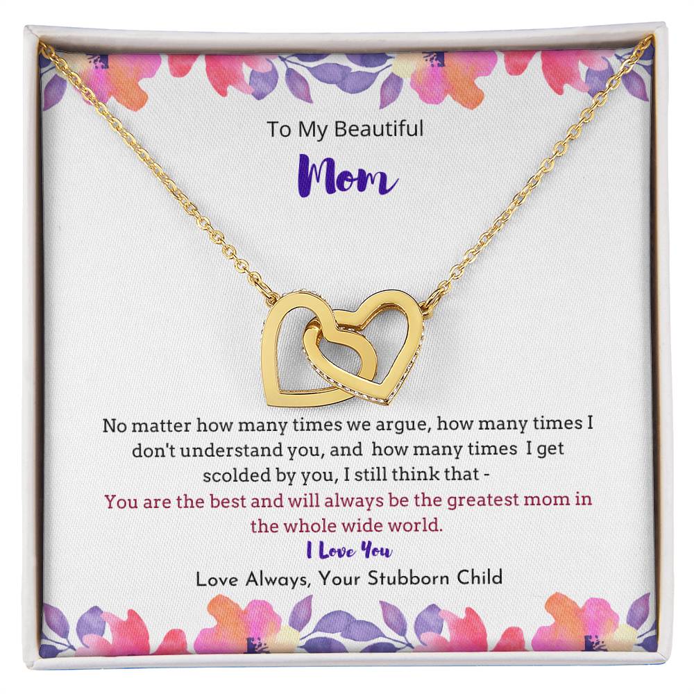 The Greatest Mom Necklace Interlocking Hearts Necklace