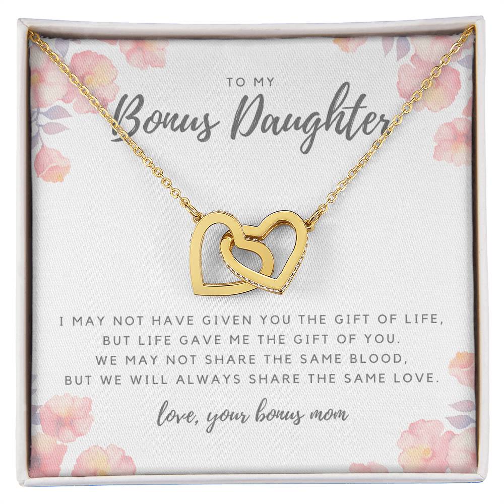 To My Bonus Daughter Necklace Interlocking Hearts Necklace