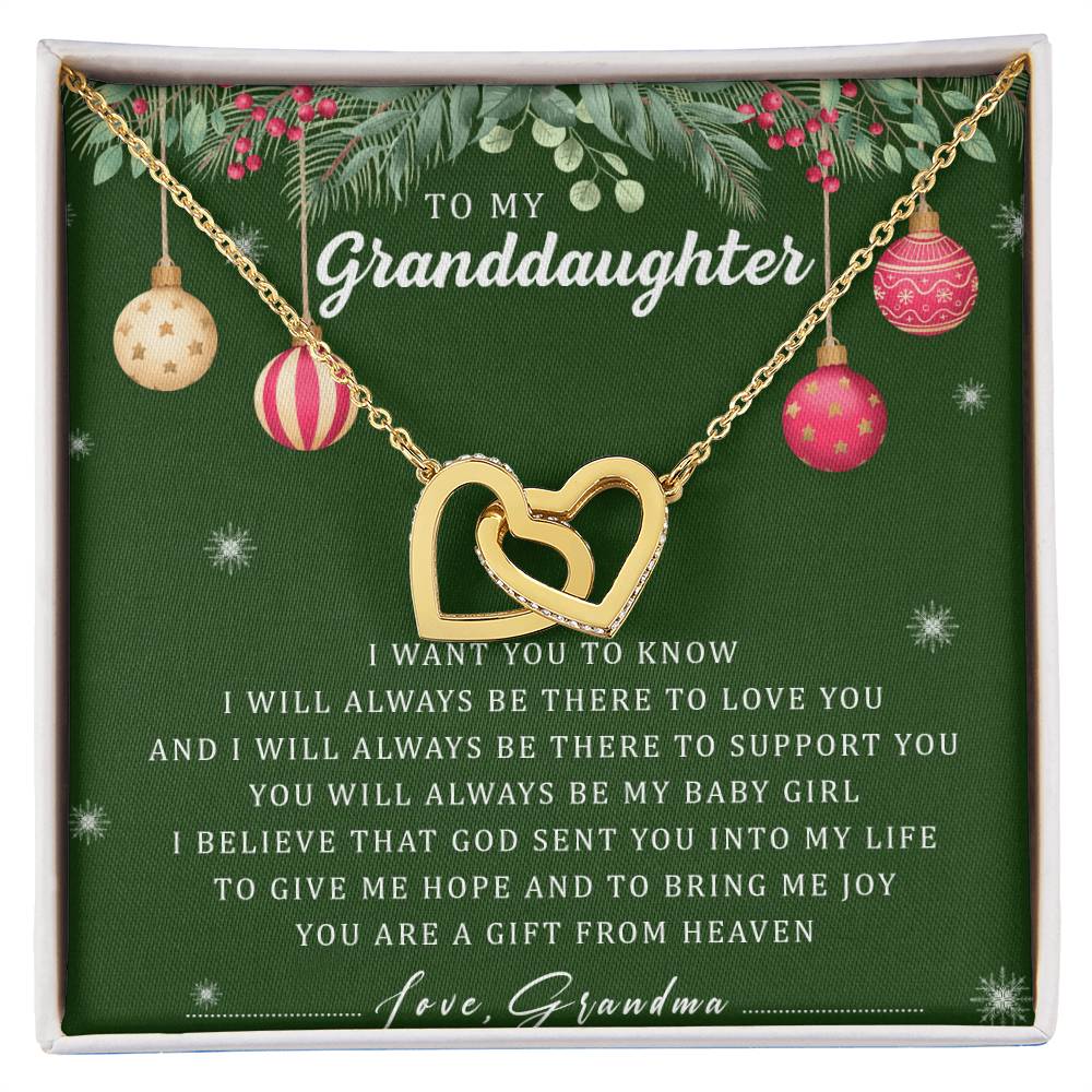 To My Granddaughter Interlocking Hearts Necklace Message Card