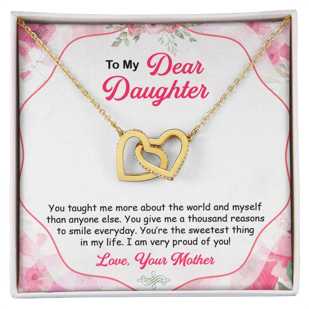 To My Dear Daughter Gift From Mother Interlocking Hearts Necklace