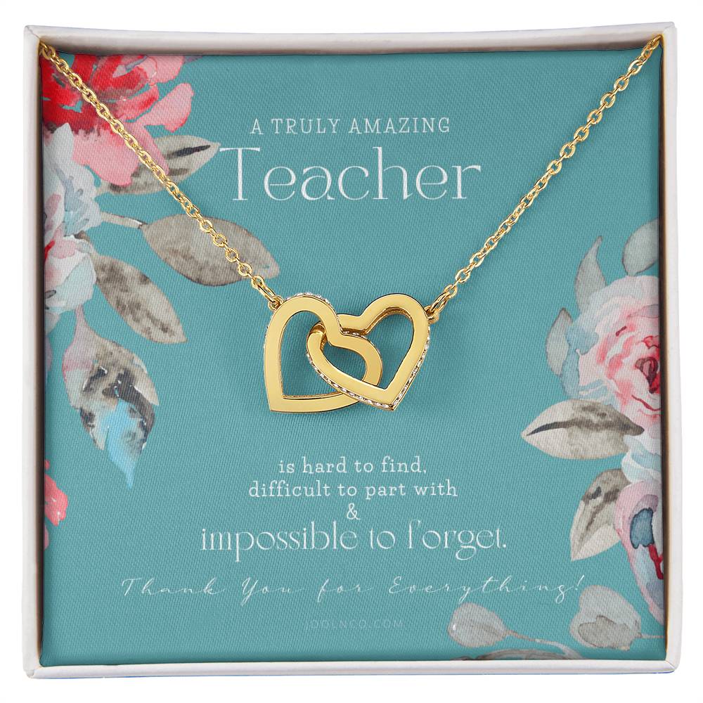 Teacher Gift Gift For Teacher Necklace A Truly Amazing Teacher Appreciation Gift Interlocking Hearts Necklace