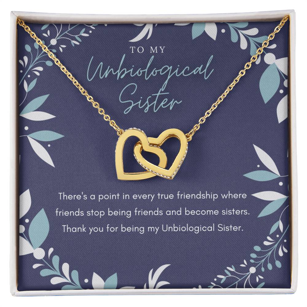 Unbiological Sister Interlocking Hearts Necklace