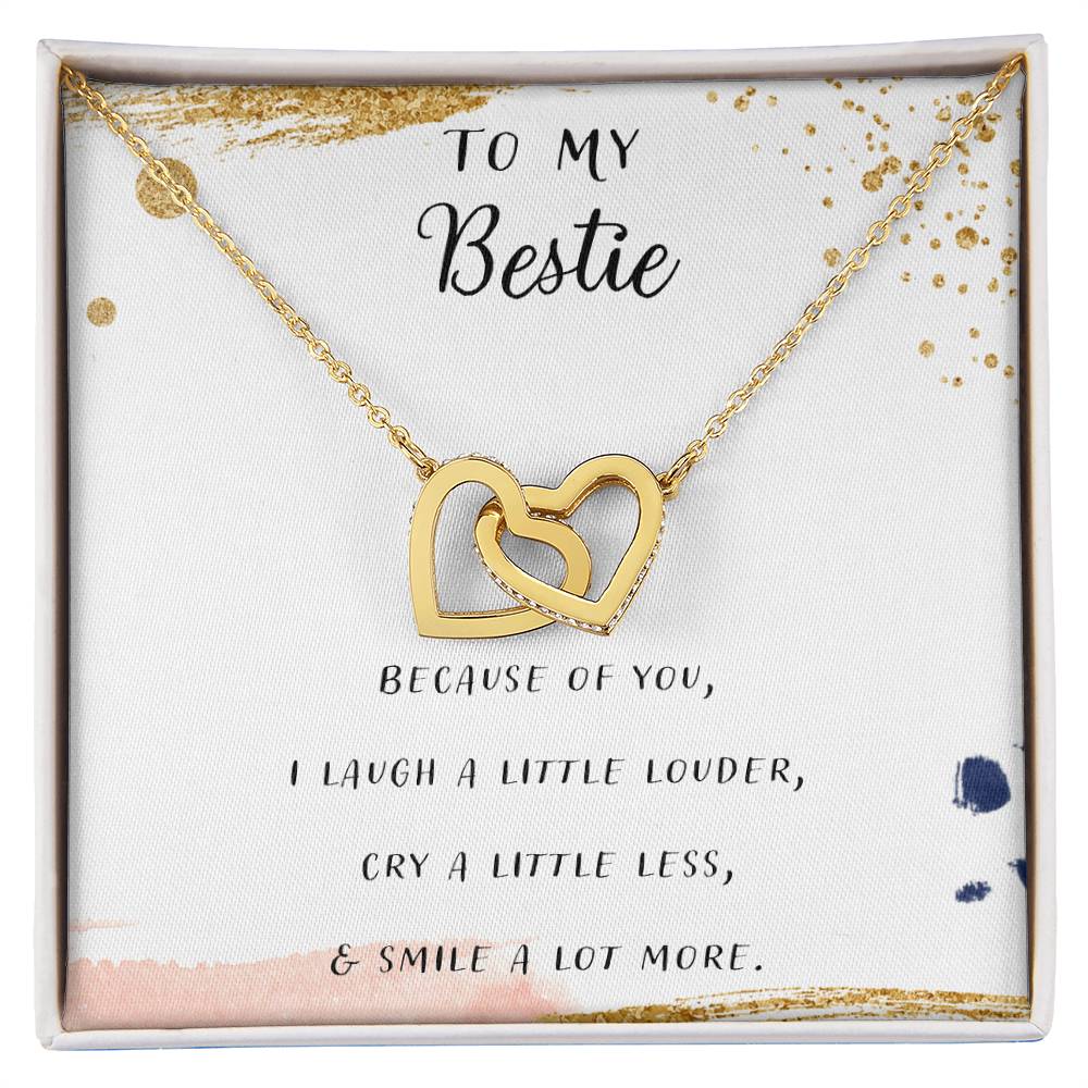 To My Bestie No Matter What We Do Interlocking Hearts Necklace