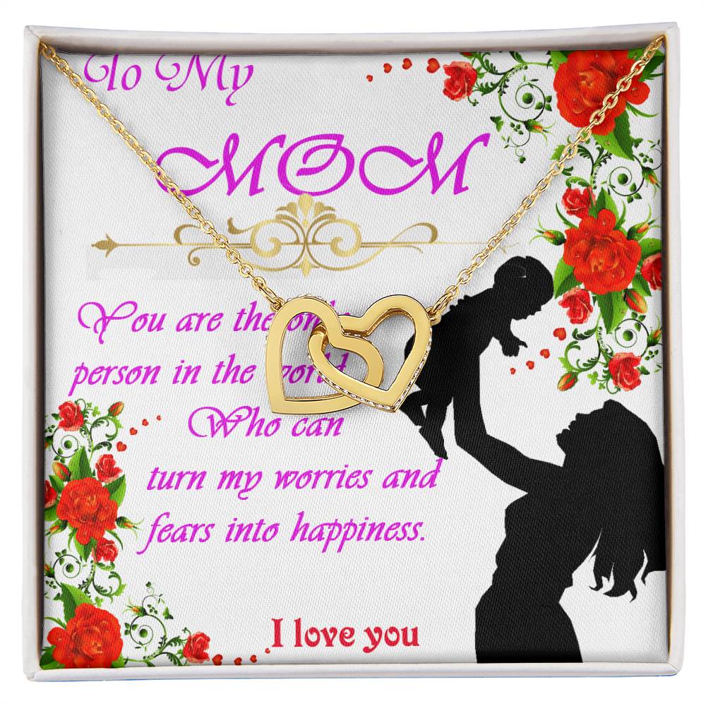 Greeting Card For Lovely Mother Interlocking Hearts Necklace