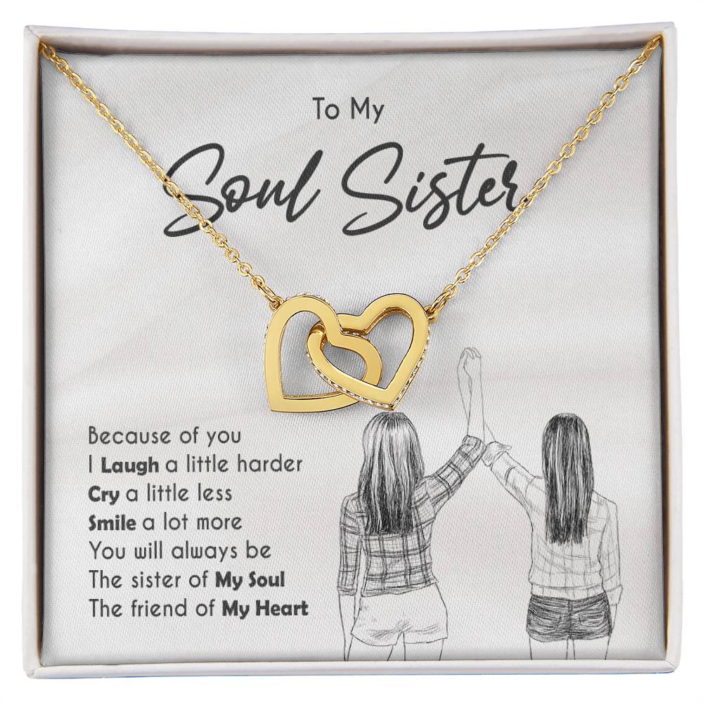 To My Soul Sister - Special Love Interlocking Hearts Necklace