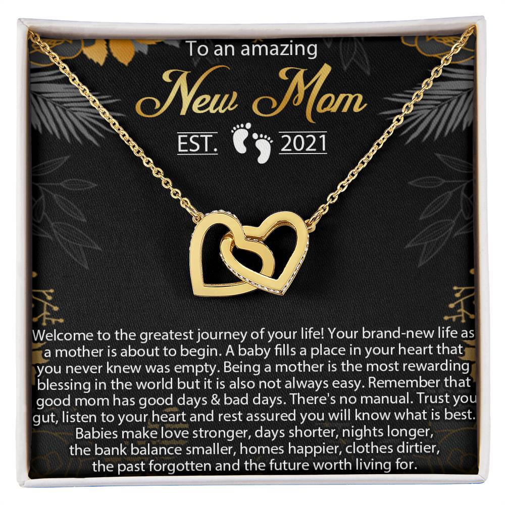 New Mom Necklace Mom Est 2021 Necklace First Time Mom Necklacenew Mommy Interlocking Hearts Necklacenecklace For New Mom Pregnancy Gift