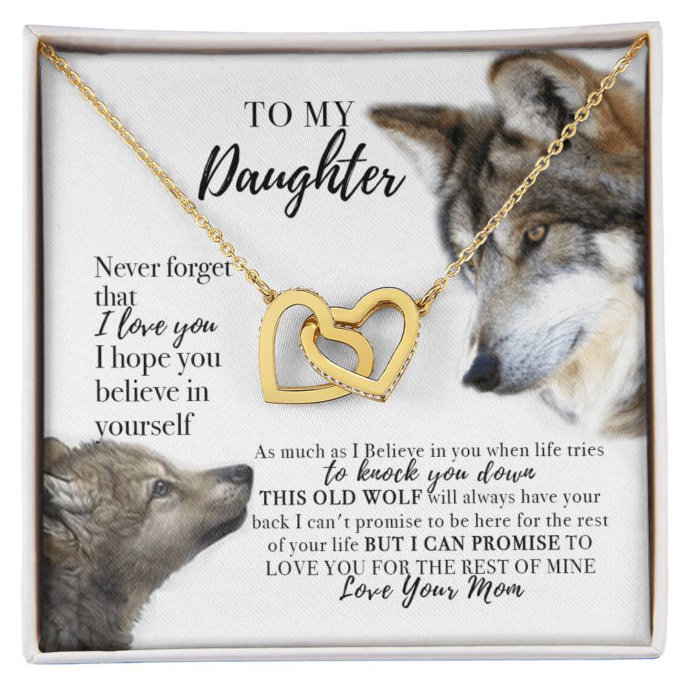 To My Daughter Necklace From Wolf Mom Interlocking Hearts Necklace