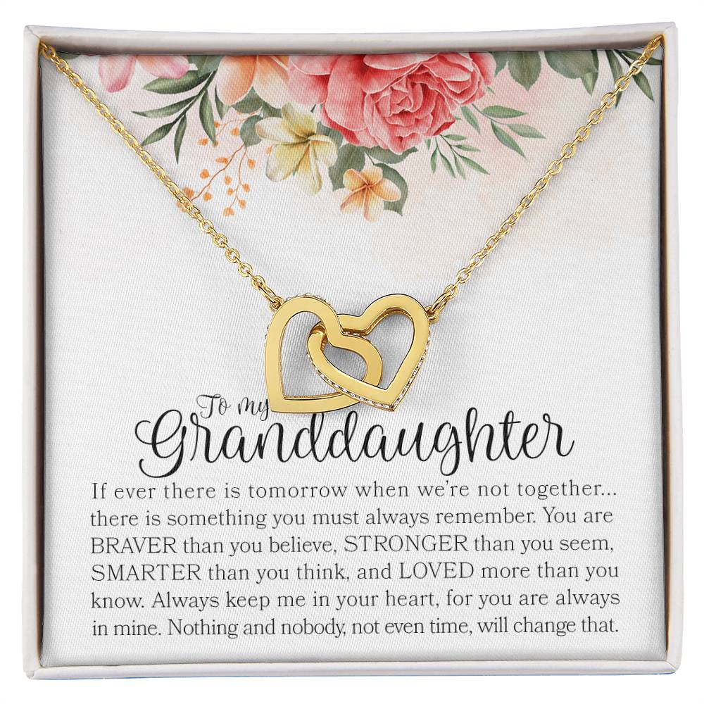 Gift For Granddaughter - To My Beautiful Granddaughter - Double Hearts Necklace - I Love You Interlocking Hearts Necklace