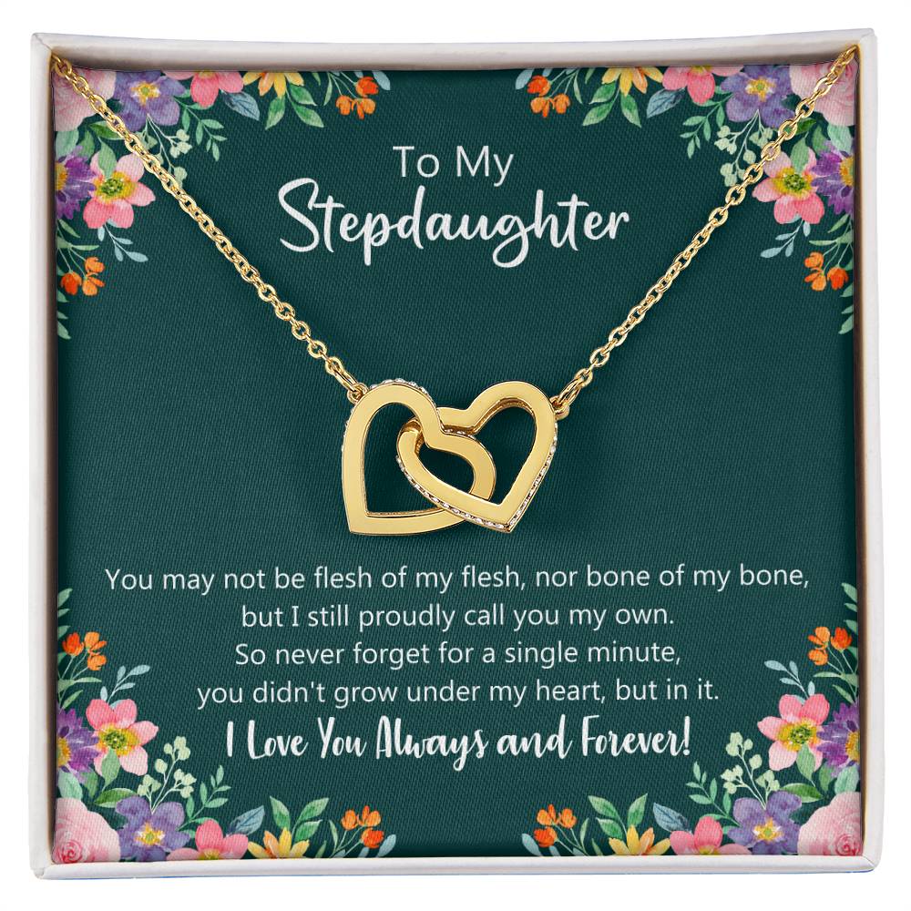 I Proudly Call You My Own - Stepdaughter Gift Necklace Interlocking Hearts Necklace