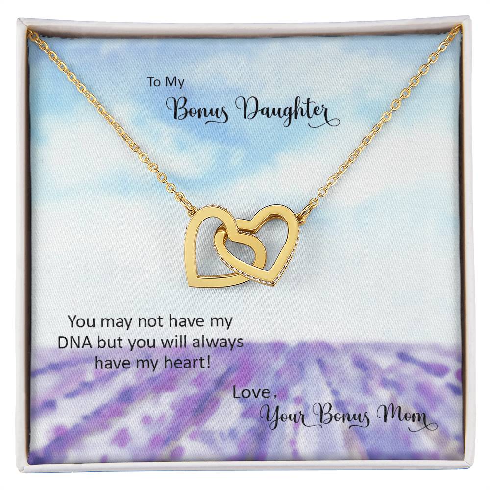 Bonus Daughter From Bonus Mom No Dna But You Have My Heart Interlocking Hearts Necklace