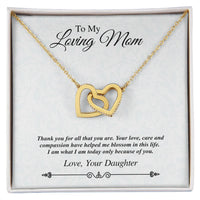'To My Loving Mom' Linked Hearts - Thank You For All That You Are Interlocking Hearts Necklace