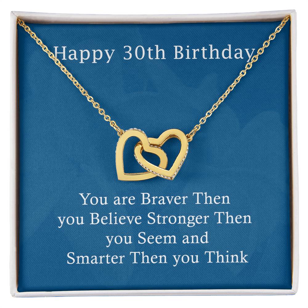 Happy 30Th Birthday Gifts For Girls Or Women Interlocking Hearts Necklace